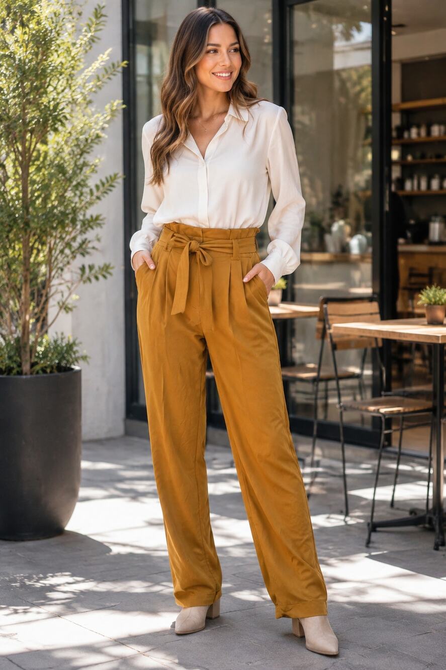 Indigo Rein Mustard Paperbag Waist Pants Juniors Size 13 NWT